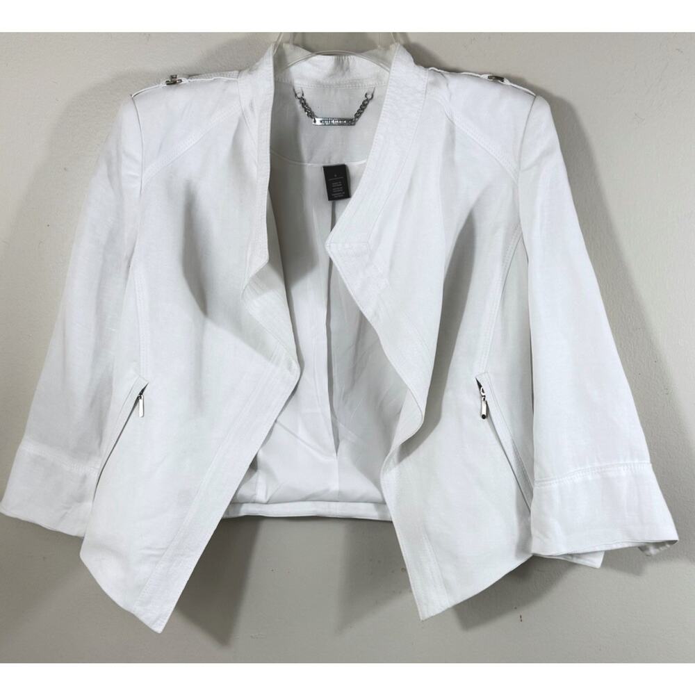 White House Black Market Lyocell Linen Blend Jacket Women Size 6 White Career